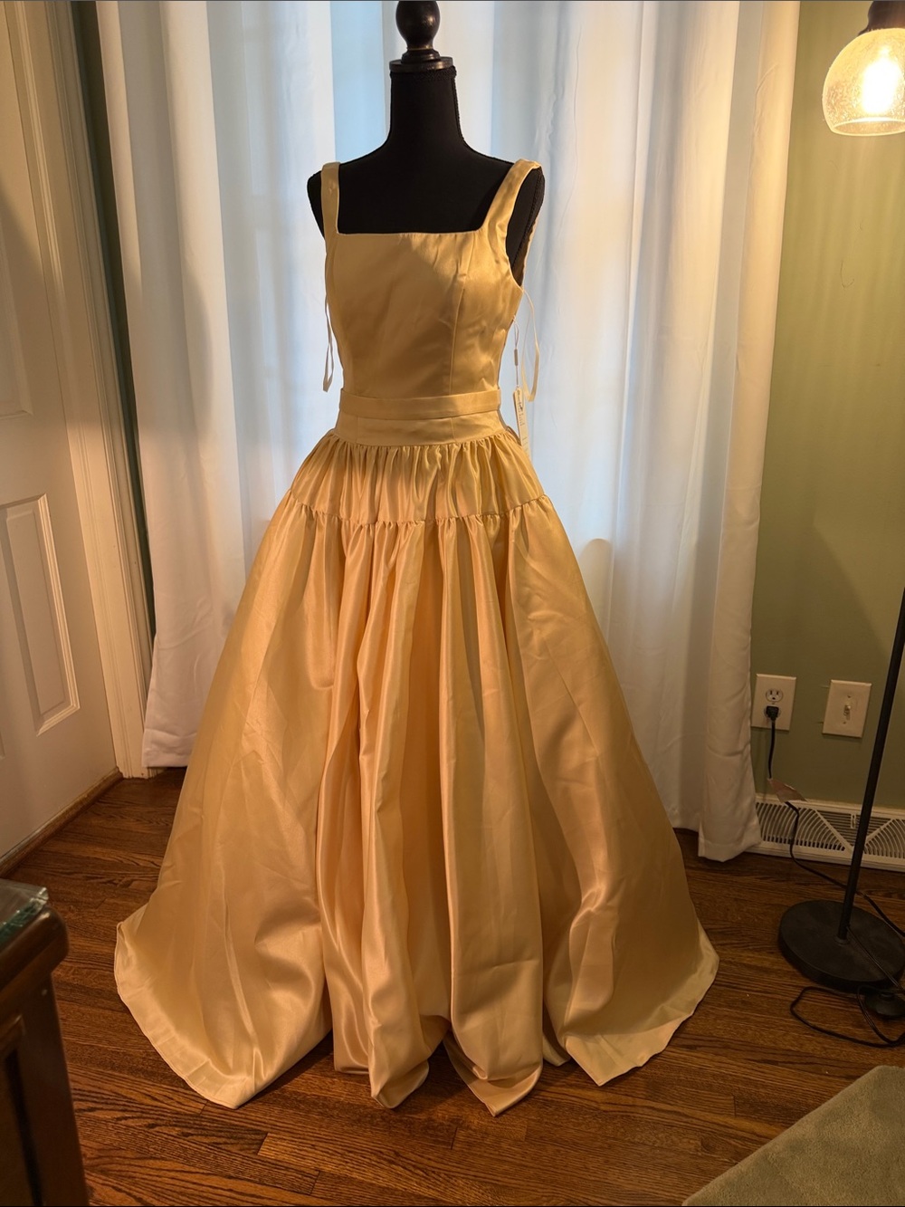 Women’s Gold Satin Ball Gown Dress